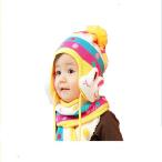6ヶ月 ~ 4歳 児用 かわいい ニット の 帽子 マフラー セット うさぎ　の耳あて (イエロー)