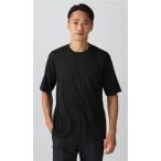 【洋服の青山】チクチクしない ウール100% tシャツ 半袖 クルーネック メンズ オールシーズン ブラック 黒 無地 ハンドウォッシュ 洗える 丸首 カジュアル
