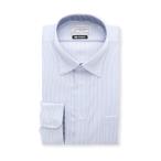 [ европейская одежда. Aoyama ]no- утюг хлопок 100% рубашка длинный рукав мужской весна лето осень-зима кнопка down голубой sax полоса 39cm. карман форма устойчивость помятость став трудно 