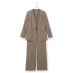 【洋服の青山】春夏 ブラウン系 Vカラージャケット+コンビネゾンセット【セット販売】 【ジャケット】 Vカラー 1ボタン 裏地なし 外ポケット:2 リターンカフス
