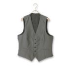 【洋服の青山】リバーシブルベスト ジレ メンズ オールシーズン グレー ブラック 微光沢 無地 大きいサイズ ポケット ウエスト調節ベルト 結婚式 2次会 パーティ