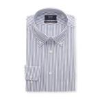 【洋服の青山】形態安定 ワイシャツ メンズ 長袖 春夏 秋冬 ネイビー 紺 ストライプ ボタンダウン スリム ストレッチ 動きやすい シワになりにくい 透けにくい