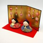 雛人形 ひな人形 コンパクト おしゃれ おひなさま おすまし福雛 花屏風付 毛筆 名入れ 木札 無料特典 ちりめん お雛様 ひな祭り 雛 初節句 龍虎堂 .雛人形.