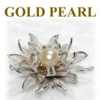 SV細密細工南洋ゴールデン真珠ブローチ