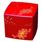 紀州塗り 6.5寸 胴張三段重箱 朱 箔春秋