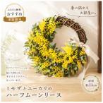 春の香りを届ける♪ミモザ ハーフムーンリース