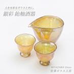 ガラス 銀彩 飴釉酒器 片口 盃2個 宮澤ガラス