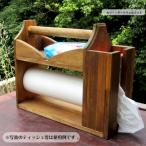 木製 キッチンやアウトドアに便利 3種が入るペーパーラックL