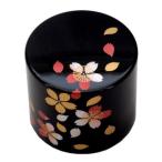 紀州漆器 漆芸 蒔絵 文鎮 丸 黒 さくら