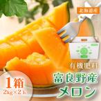 ふるさと納税 富良野市 【糖度15度以上 赤肉メロン】富良野産 特秀品メロン 2kg×2玉1箱|北海道富良野市 7〜8月発送