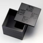 越前塗 彩雲市松 50三段重 黒 15×15×15.7cm