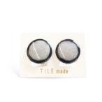 白むらタイルイヤリング 直径20mm