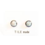 黄緑むらタイルピアス 直径10mm