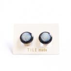 紫むらタイルイヤリング 直径15mm