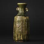 石見の土と錆浅葱色の力強さを生かした花器