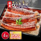 ふるさと納税 新富町 宮崎県産うなぎ蒲焼き4尾 (計560g以上!)　【国産】