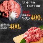 ふるさと納税 塩竈市 お肉の宮城県堪能セット 国産牛タン塩味400g　仙台牛切り落とし400g　計800g　