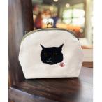 動物愛護 倉敷帆布 がま口バッグ くろねこ