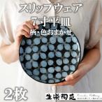 スリップウェア7寸平皿2枚 柄 色おまかせ