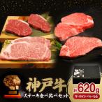 ふるさと納税 養父市 神戸牛ステーキ食べ比べセット(サーロイン・ヘレ・もも)　合計620g