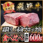 ふるさと納税 羽島市 飛騨牛　霜降り・赤身ブロック肉　食べ比べ　約600g(各約300g)【冷蔵便】A4〜A5 黒毛和牛