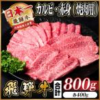 ふるさと納税 羽島市 飛騨牛 厳選カルビ・赤身 焼肉 800g A4〜A5等級【冷凍便】 黒毛和牛 BBQ用 小分け