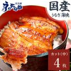 ふるさと納税 磐田市 浜名湖・うなぎのたなかのふっくら柔らか♪国産うなぎカット蒲焼(中)4枚※合計340g程度