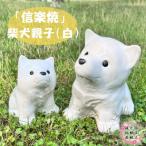 信楽焼 仲良し親子豆柴 白