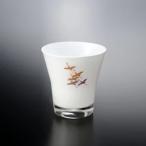 紀州塗り フリーグラス 蒔絵 千羽鶴 白 210ml