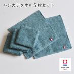 ふるさと納税 今治市 (今治タオル)今治ベーシックタオル　ハンカチタオル　5枚セット グリーン【I002130HT5G】