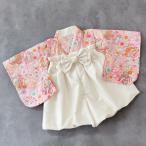 ベビー袴 80 SIZE 桜梅花×白色の袴