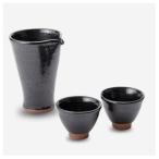 伝統工芸 新庄東山焼 油滴紋様 冷酒器セット