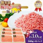 上 天草梅肉ポーク 豚ミンチ 500g×6パック
