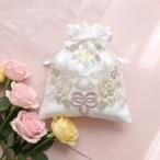 薔薇のコード刺繍巾着ポーチ 20x16cm