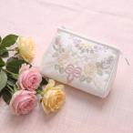薔薇のコード刺繍ジップポーチ 12x18x5cm
