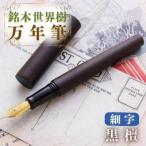 銘木 世界樹万年筆 黒檀 クリップ付き 細字