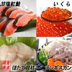 ふるさと納税 根室市 いくら、紅鮭5切、ほたて、味付けジンギスカン800g B-70033