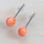 ピンクサンゴ5mm玉ピアス