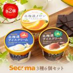 ショッピングふるさと納税 アイス ふるさと納税 羽幌町 【Secoma】北海道アイスクリーム6個セット 3種×各2個(バニラ・メロン・チョコ)【01106】