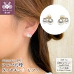 K18YG アコヤ真珠 ダイヤモンド ピアス