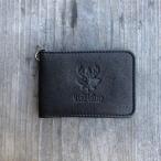 ふるさと納税 東広島市 広島ジビエレザー　東広島産天然鹿革二つ折りID/パスケース【01ブラック】