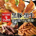 ふるさと納税 いちき串木野市 【3か月定期便】鹿児島黒豚(餃子とウインナー) と 鹿児島黒牛(ステーキ) の 食べ比べ 定期便