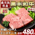 K-479-B 産A5等級黒毛和牛不揃いロースミニステーキ 計480g