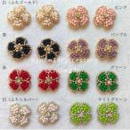 ビーズ 刺繍 お花 :イヤリング ライトグリーン