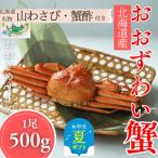 ふるさと納税 紋別市 【お中元】【北海道産】オオズワイガニ姿 500g以上1尾 | 蟹酢・山わさび付 かに おおずわいがに
