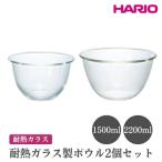 HARIO 耐熱ガラス製 浅型ボウル 2個セット