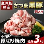 直売用訳あり さつま黒豚 不揃い厚切り焼肉 計3kg