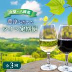 ふるさと納税 山梨市 【毎月定期便】山梨 八幡洋酒 白ワイン 赤ワイン 飲み比べ 定期便 ぶどう農家全3回