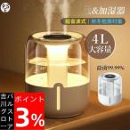 加湿器 大容量 4L スチーム式 超音波式 小型 スチーム加湿器 空気浄化 空焚き防止 上から給水 乾燥対策グッズ 卓上加湿器 LEDライト付き USB給電式