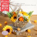 クーポン 遅れてごめんね 母の日 ソープフラワー プレゼント 即日出荷 ひまわりの花かごアレンジ バスケット かご 結婚祝い そのまま飾れる 母の日ギフト